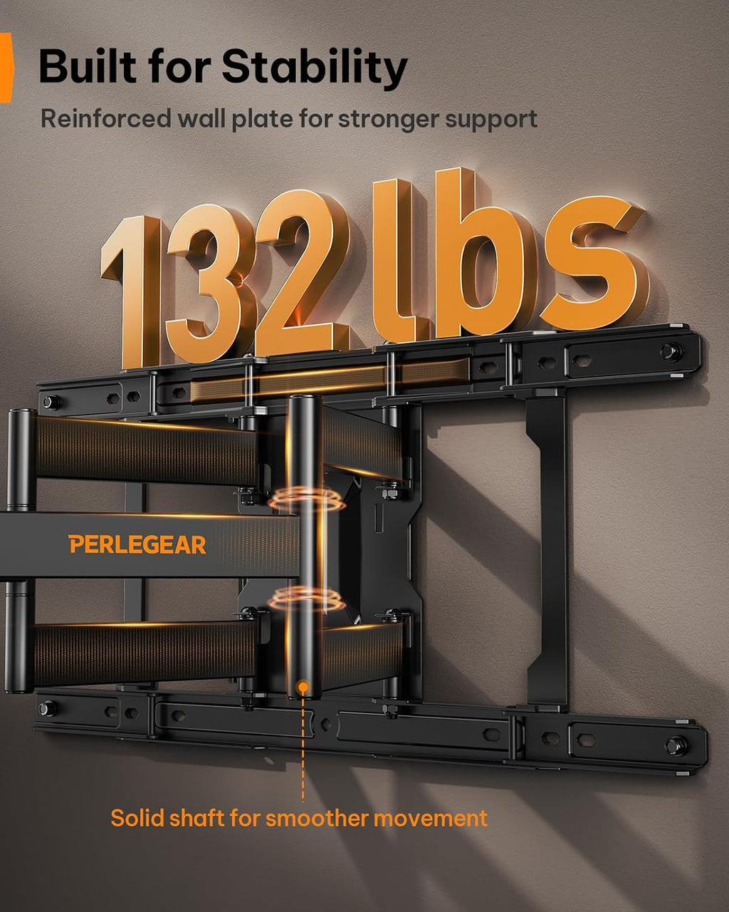 Perlegear Ultra Slim TV Wall Mount - Full Motion Design for 42-90" TVs | Fits 16"/24" Studs, Max VESA 600x400mm, Holds 132lbs