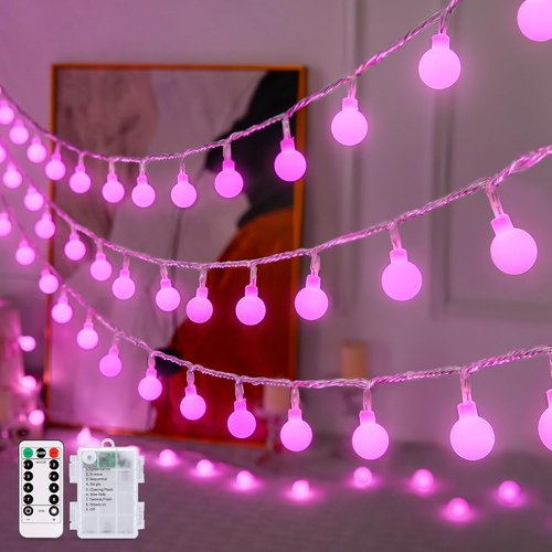 JMEXSUSS Globe String Lights - 100 LED Waterproof Fairy Lights | 33FT Battery Operated with Remote for Indoor/Outdoor Decor