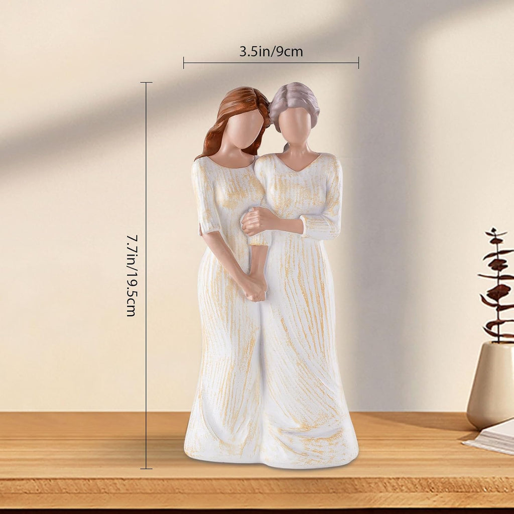 Storieme Hand-Painted Mother Daughter Figurine Statue - Sentimental 7.7" Birthday Gift for Mom