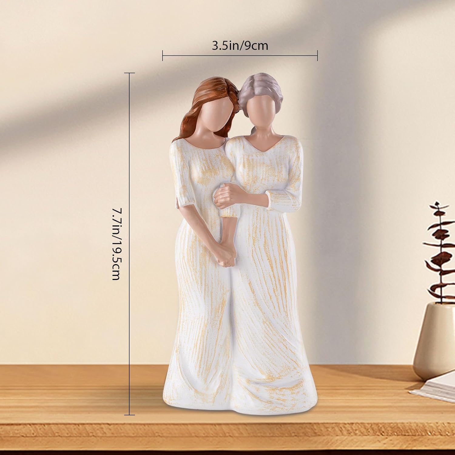 Storieme Hand-Painted Mother Daughter Figurine Statue - Sentimental 7.7" Birthday Gift for Mom