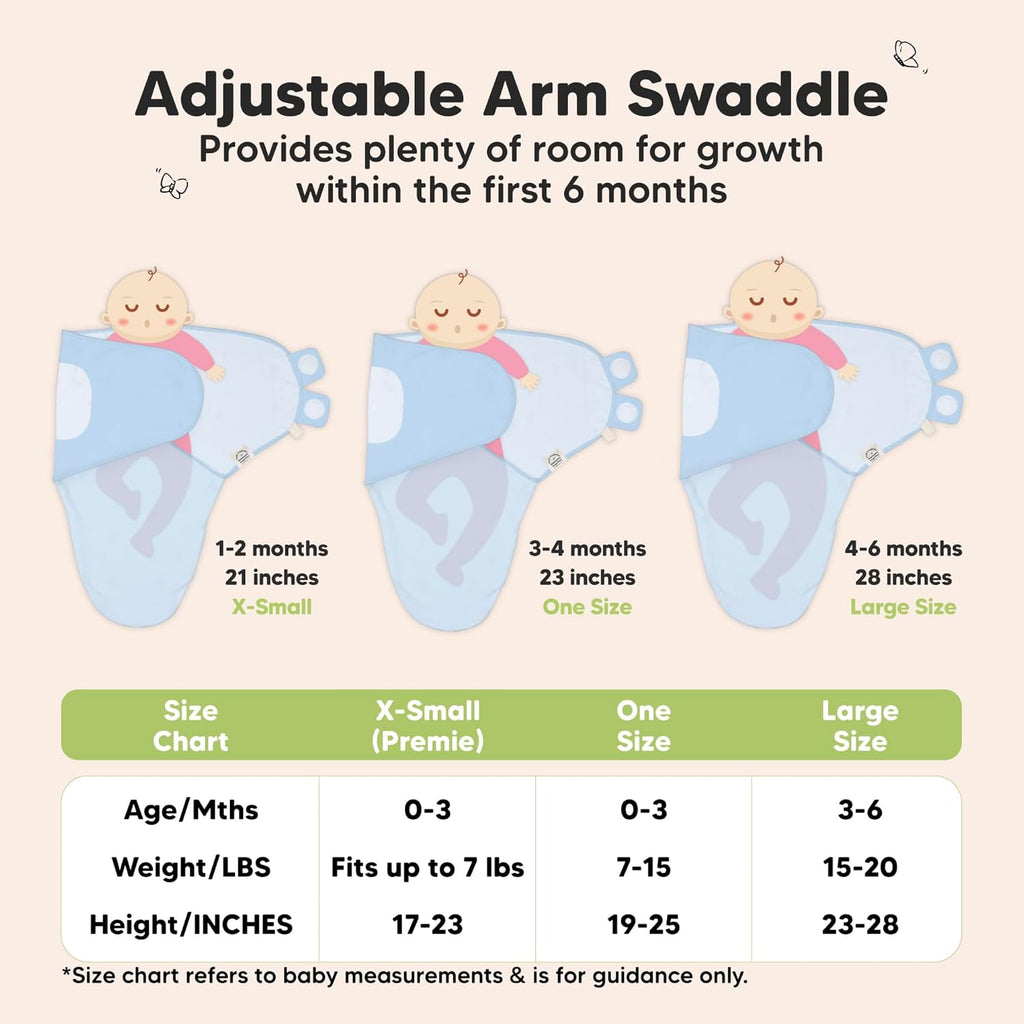 Skiennix 3-Pack Organic Baby Swaddle Sleep Sacks - Soft & Snug Newborn Swaddles for Infants 0-3 Months | ABC Land Cloud Design