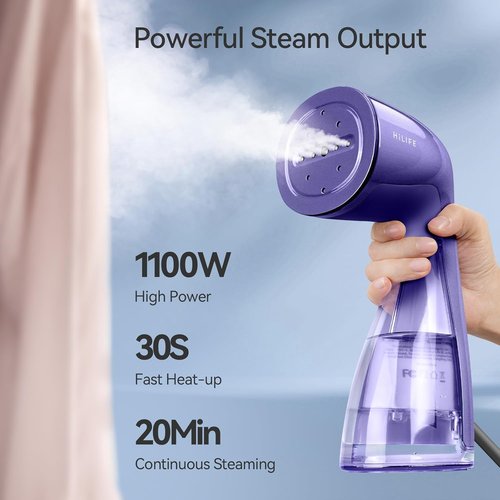HiLIFE Portable Clothes Steamer - 700W Handheld Design with 240ml Capacity | Removes Wrinkles (Royal Purple)