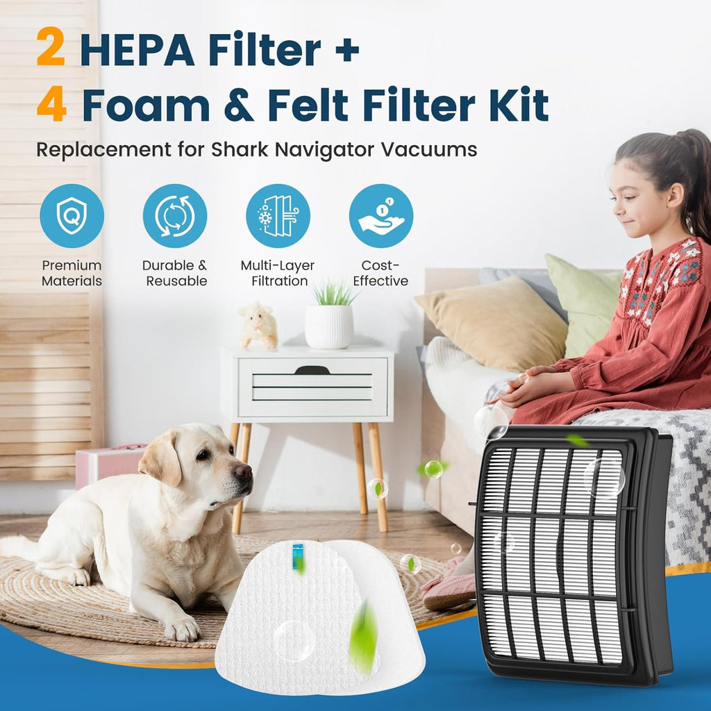 Shark | Vacuum Filter Replacement - 2 + 4 Pack for Navigator Lift-Away Models ZU503AMZ, NV350, NV360
