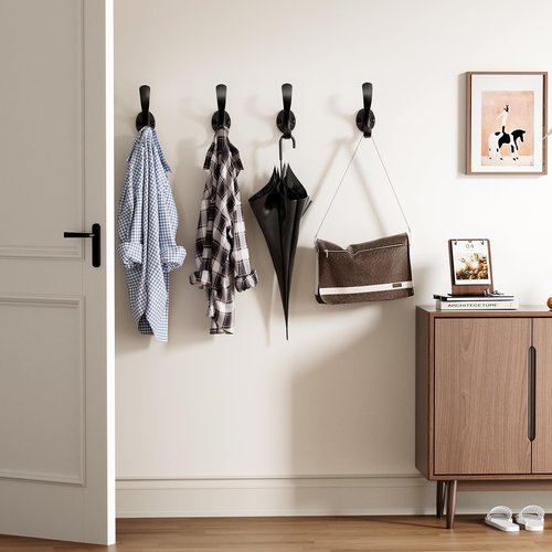 Ruiziiz Coat Hooks Heavy Duty - Easy to Install Metal Towel Hooks Screw-in Wall Hooks for Hanging Hat, Towel, Key, Robe, Scarf, Bag, Cap (6 PCS Black)