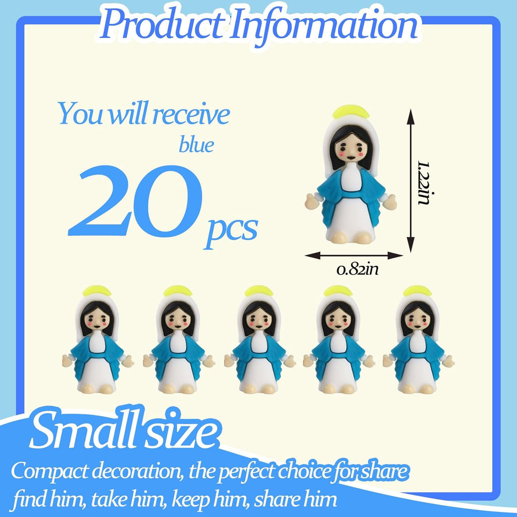 Regine Switzerland Virgin Mary Figurines - 20 Mini Christ Toys for Sunday School Gifts | Blue