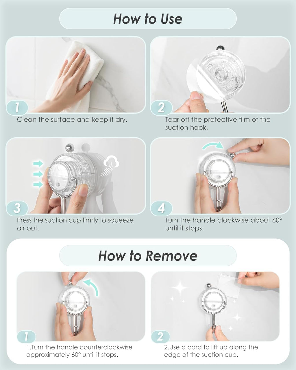 Upgrade Suction Cup Hooks by [Brand Name] - Heavy Duty Clear Towel Hooks for Bathroom | 4 Pack for Tile & Glass
