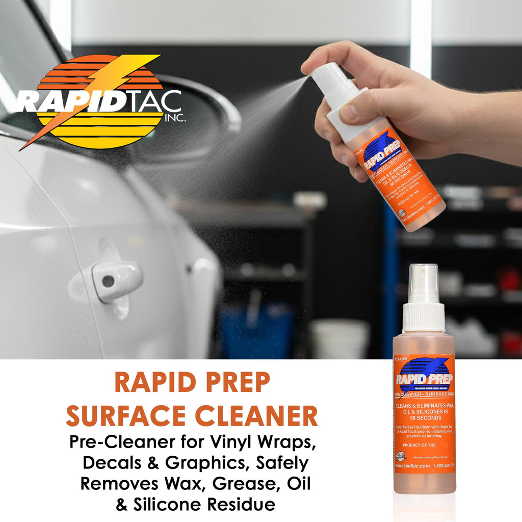 Rapid Tac Rapid Prep Surface Cleaner 4 oz | Safe Water Based solution Removes Wax, Grease, Oil & Silicone Non-Flammable Formula Pre-Cleaning Paint, Sign Materials & Glass Before Vinyl Application