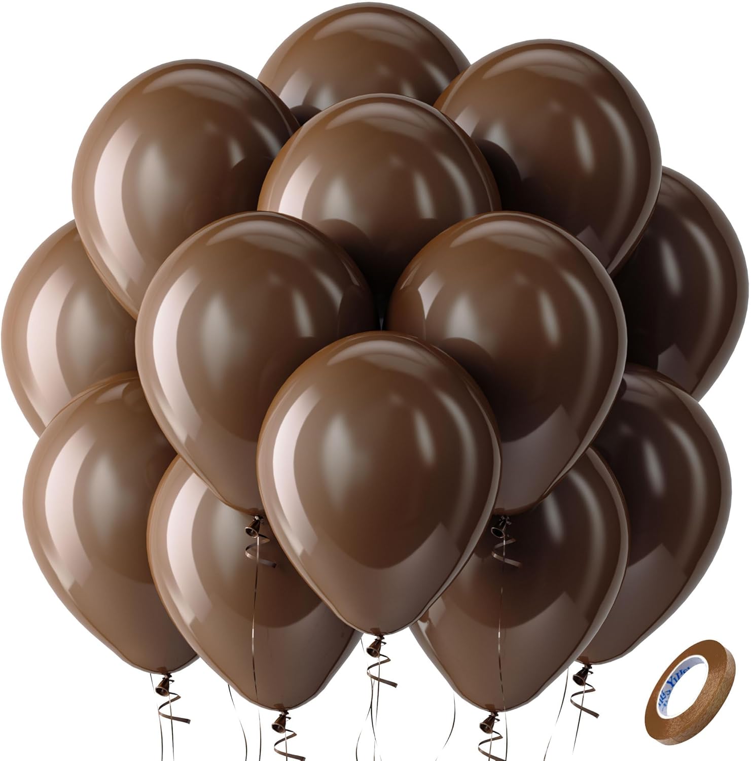 Bezente Brown Balloons | Premium 12-Inch Latex Party Balloons - 100 Pack for Woodland Safari Themes