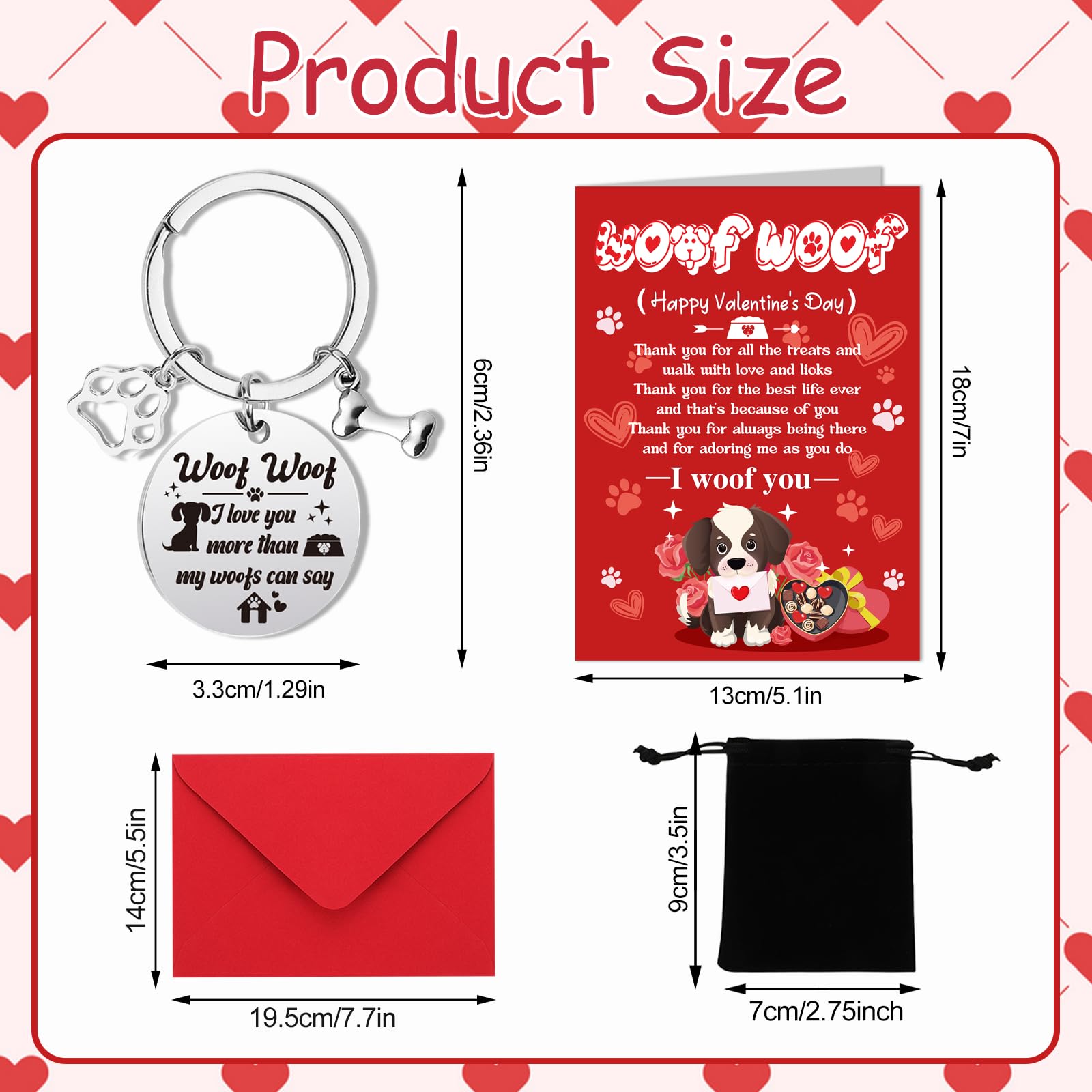 HOWAF Valentine's Day Card From The Dog, Valentines Gift Card with Keychain Engraved From The Dog Valentines Day Dog Cards with Keyring from Boy Friends Girl Friends Husband Wife for Dog Owner