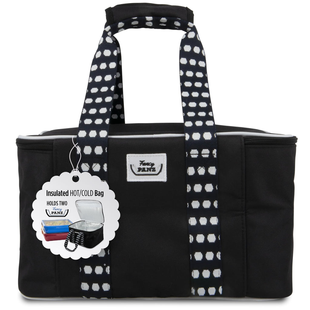 Fancy Panz - Black Insulated Casserole Carrier Bag - Insulated Thermal Bags for Hot & Cold Food Holds 2 Standard Size Fancy Panz - 2 Pockets - Food Container - Hosting Essentials
