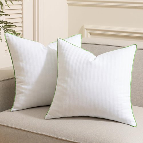 Ashler Home Deco Synthetic Down Pillow Inserts, 20x20 Down Alternative Throw Pillows Insert Sleeping Pillows with 100% Cotton Cover Decorative Pillow Stuffer for Sofa, Couch Bed(Set of 2, White)