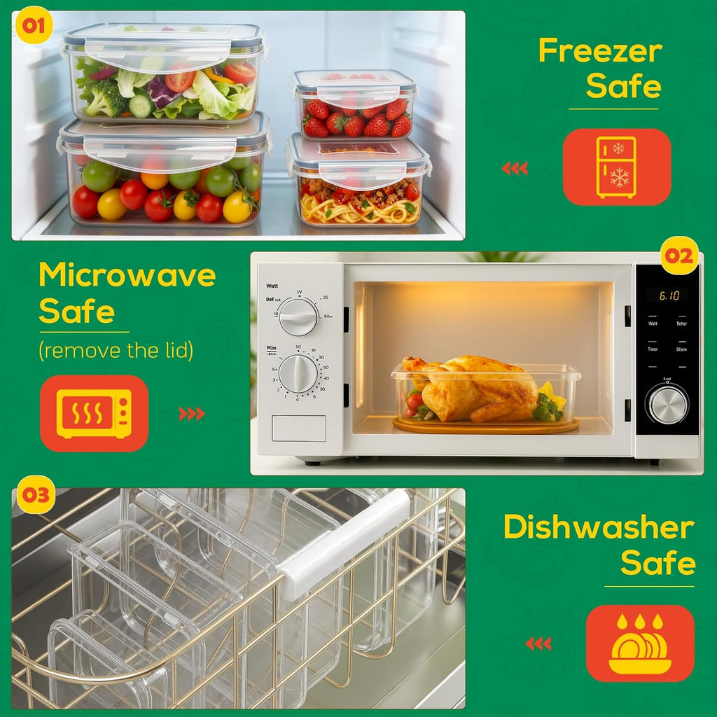 Skiennix 6 Pack Large Food Storage Containers - BPA-Free, Airtight & Leakproof, 85oz/50oz/34oz Sizes