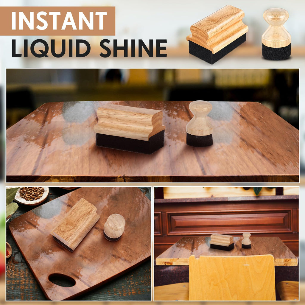 Qinyoung 2 Pcs Cutting Board Oil Wax Applicator Butcher Block Food Grade Mineral Oil Brush Wooden Bamboo Cutting Board Cream with Handle for Wood Surfaces Restoring Butcher Blocks(Classic,Sponge)