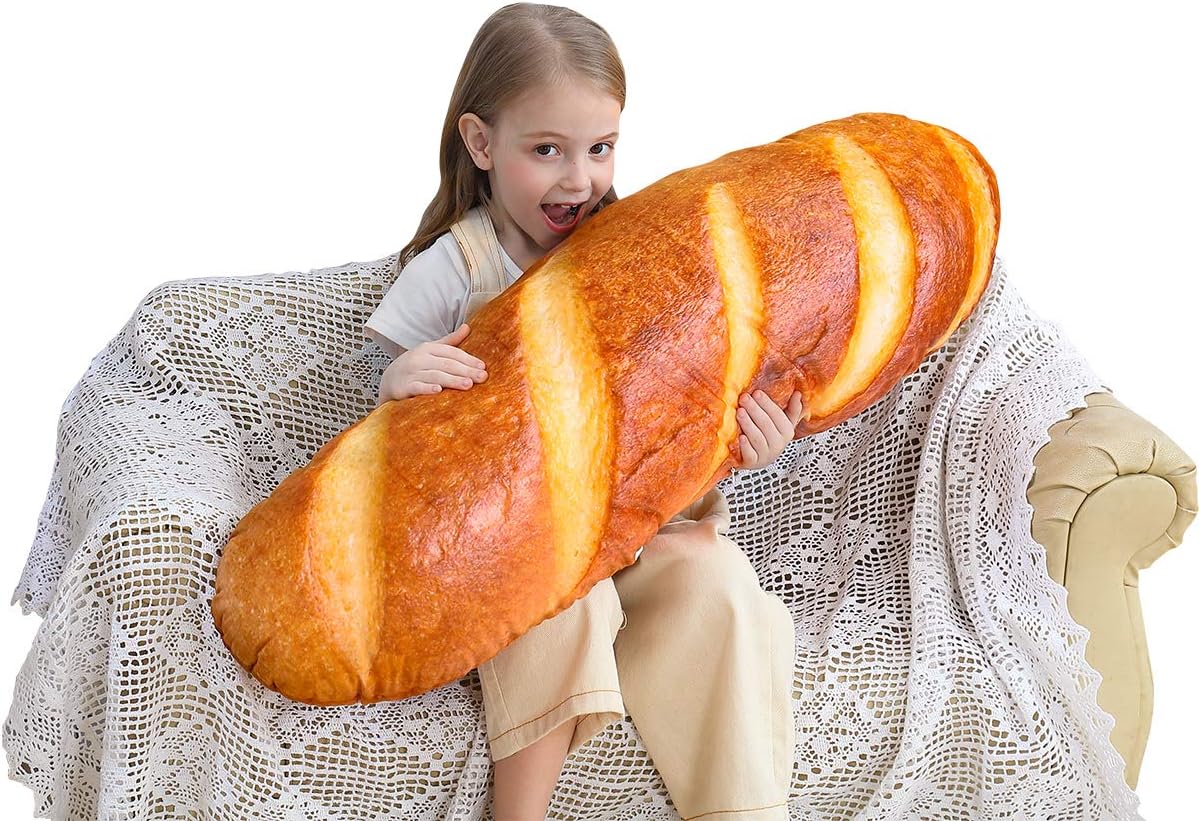 Wepop 40-Inch 3D Simulation Bread Shape Pillow - Soft Baguette Lumbar Cushion | Funny Plush Toy