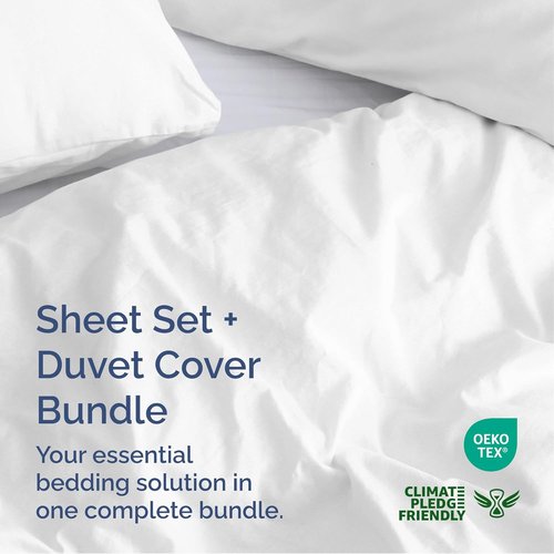 Hotel Luxury Bedding Set by [Brand Name] | 4pc White Sheet Set with Duvet Cover - Queen Size, Breathable & Cooling