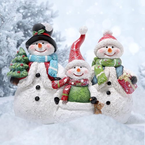 Hodao Christmas Snowman Family Figurines - Handmade Winter Decor for Holiday Celebrations | 3 PCS Set