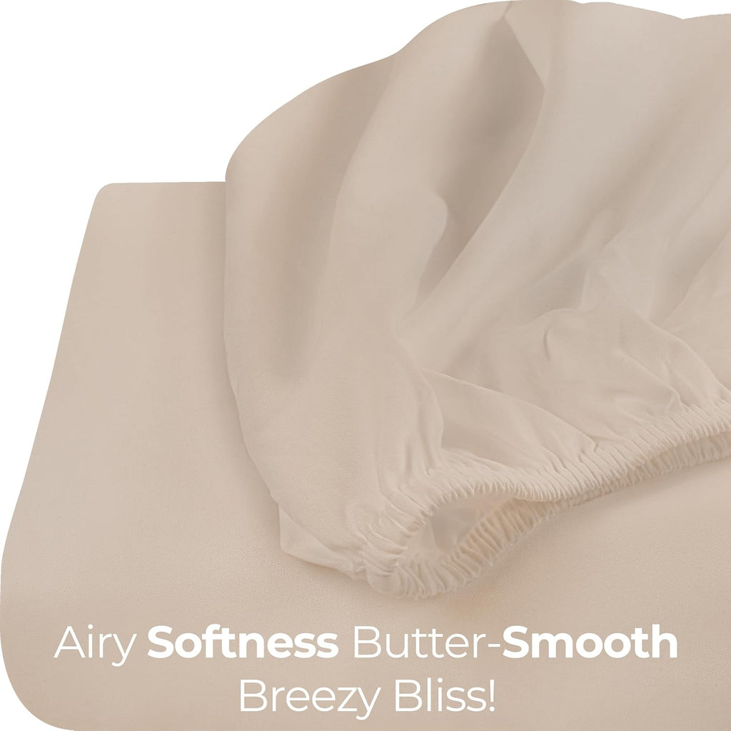 Utopia Bedding Full Fitted Sheet - Soft Microfiber - Deep Pocket - Fade Resistant - Beige