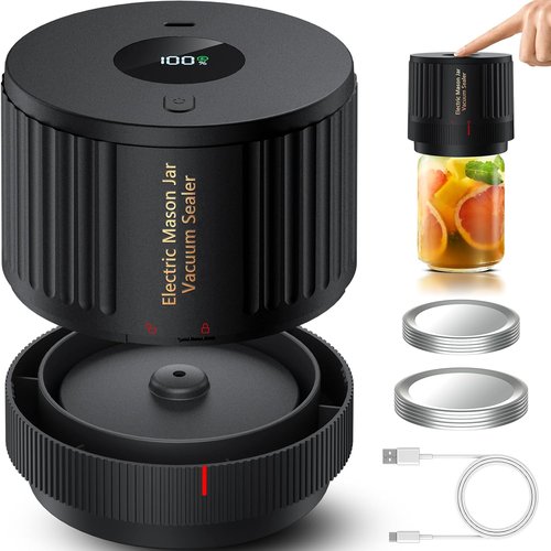 LOVE MOMENT Electric Mason Jar Vacuum Sealer Kit - Ideal for Wide & Regular Mouth Jars