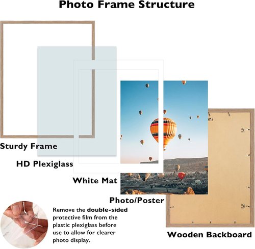 JCJMY 18x24 Picture Frame - Rustic Brown Wall Hanging Frame with 16x20 Mat for Photos