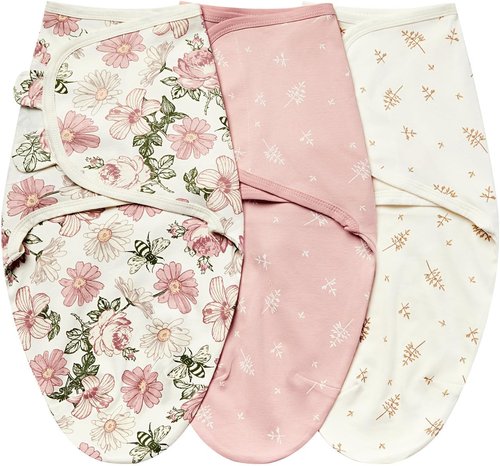 Insular Baby Swaddle Wrap - Adjustable Swaddling Blanket Set for Newborns | Soft Cotton, Floral, 3 Pack (0-3 Months)