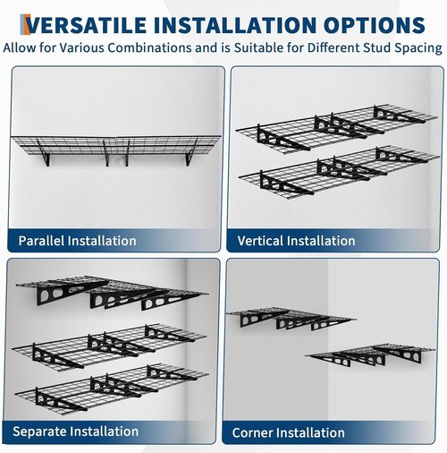 Heavy Duty Wall Shelves by [Brand Name] - 2 Pack 2x6 FT Adjustable Garage Storage | 1600 LBS Capacity, Black