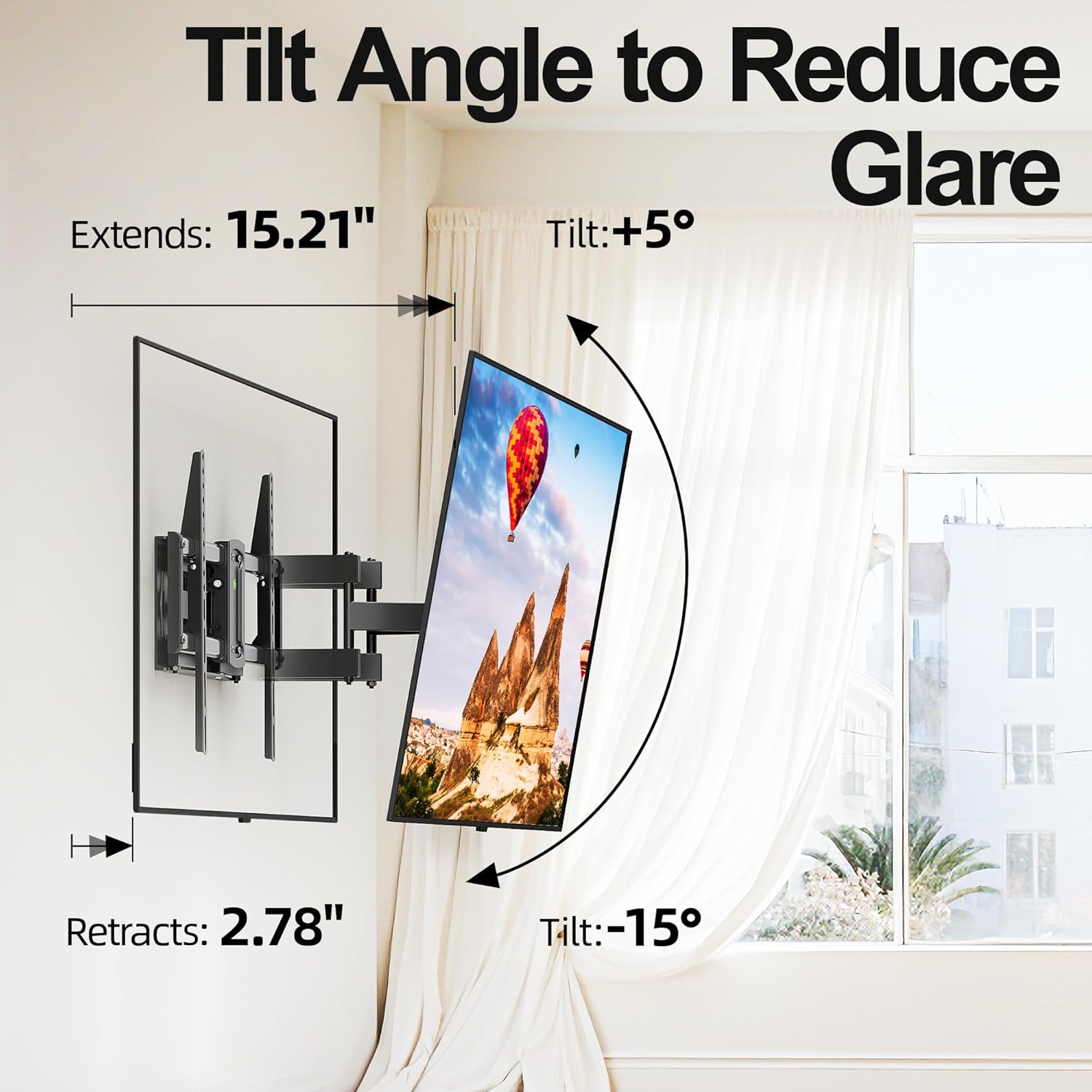 USX MOUNT Full Motion TV Wall Mount - Fits 42-84 Inch TVs, Holds Up to 120lbs, Max VESA 600x400mm, Dual Articulating Arms