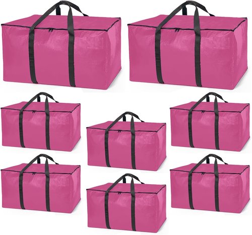 ClearSpace Oversized Moving Bags - Heavy-Duty Storage Bags with Backpack Straps & Zippers | 8 Pack for Easy Moving & Organization