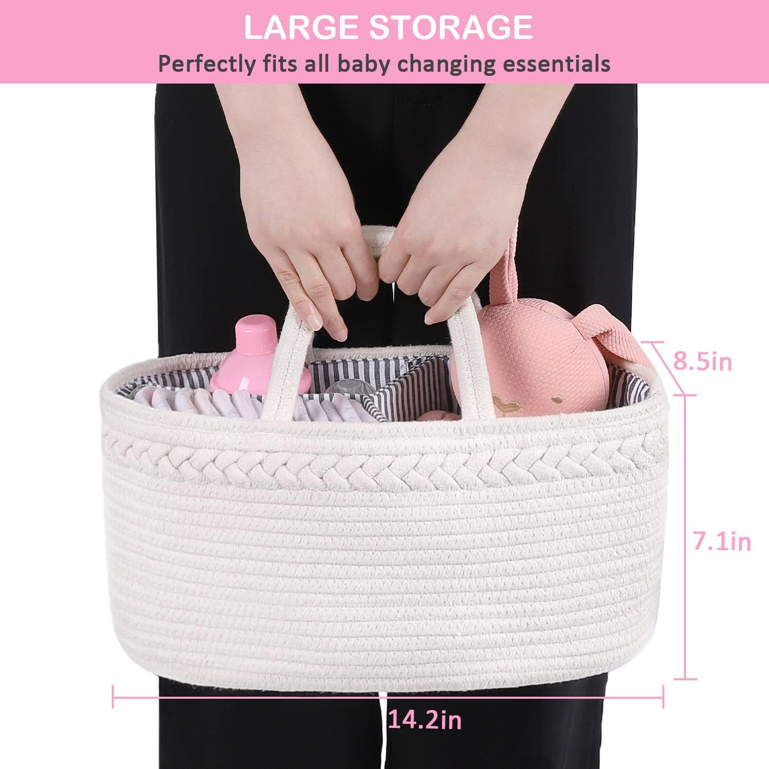ABenkle Baby Diaper Caddy - Stylish Nursery Storage Bin & Car Organizer for Diapers & Wipes
