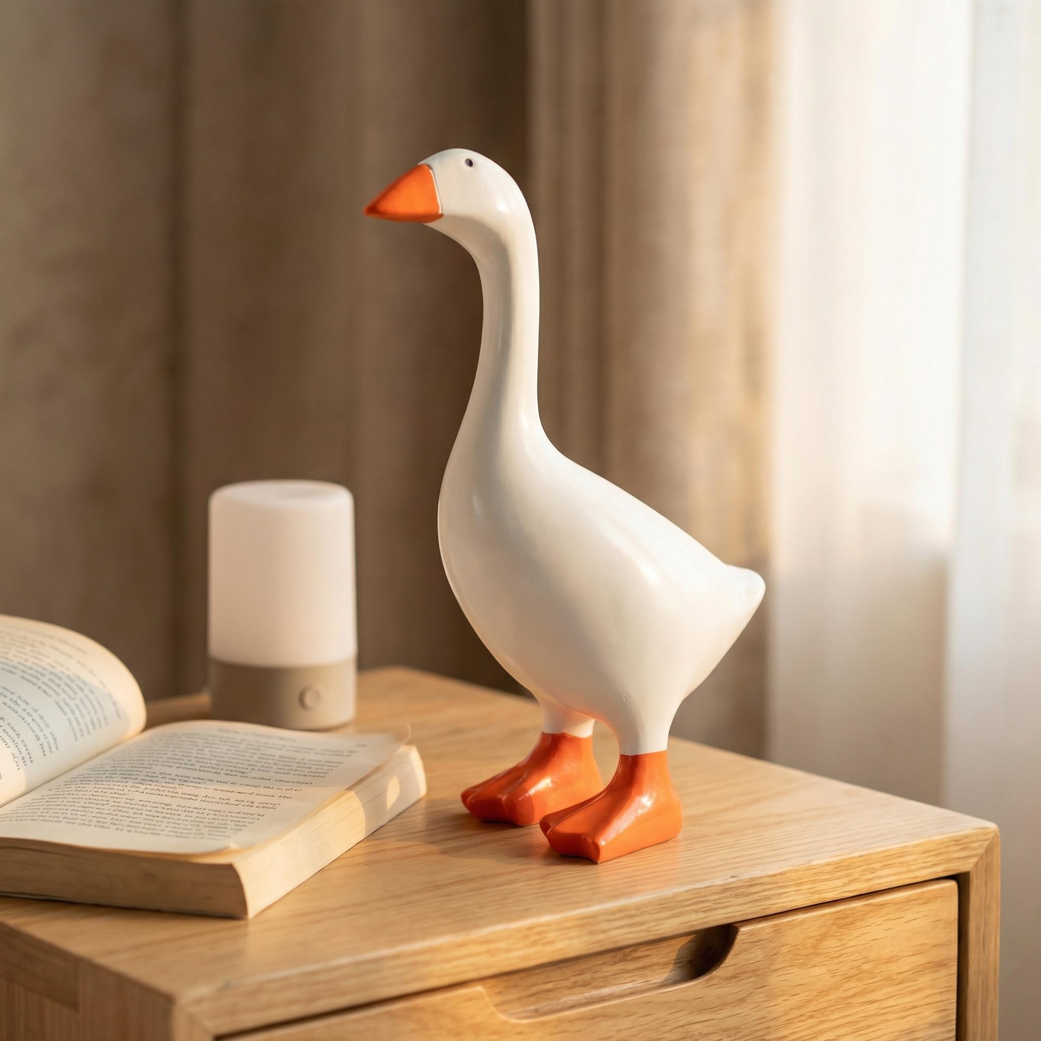 PetiKnot 7 Inch Desk Goose Statue – Cute Resin Desktop Goose Figurine for Desk Decor, for Holidays and Housewarming