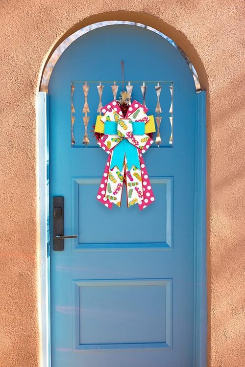 Hying Large Summer Slipper Bows - Red & Blue Wreath Bows for Spring/Summer Decor | Indoor/Outdoor Use