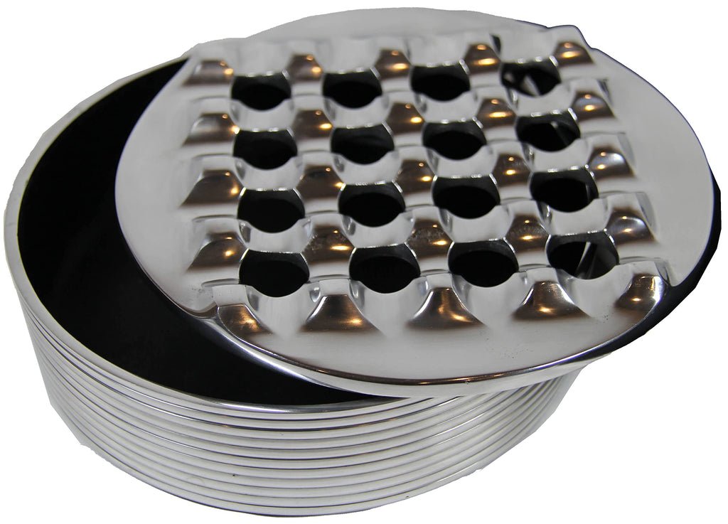 Aluminum Metal Cigar Ashtray with Lid For Men-Durable handcrafted 16 Holes Grid Design Cigar Ash Tray for indoor and outdoor - Wind Resistant Round Ashtray for Cigars to Cigarillos (SILVER)