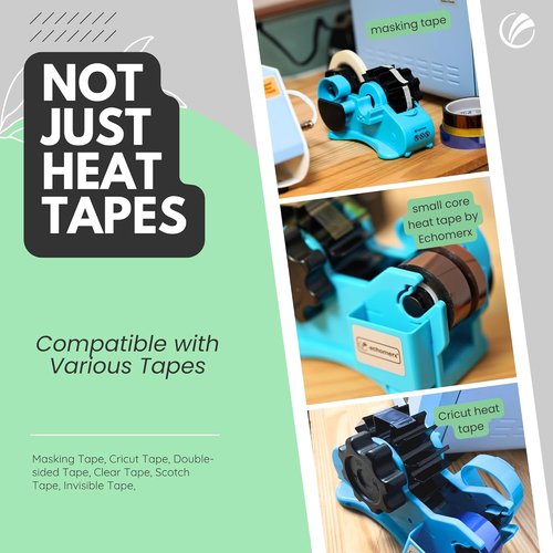 Echomerx Tape Dispenser - Multi-Roll Heat Resistant for Sublimation & Cricut | 1" & 3" Large Core, Blue