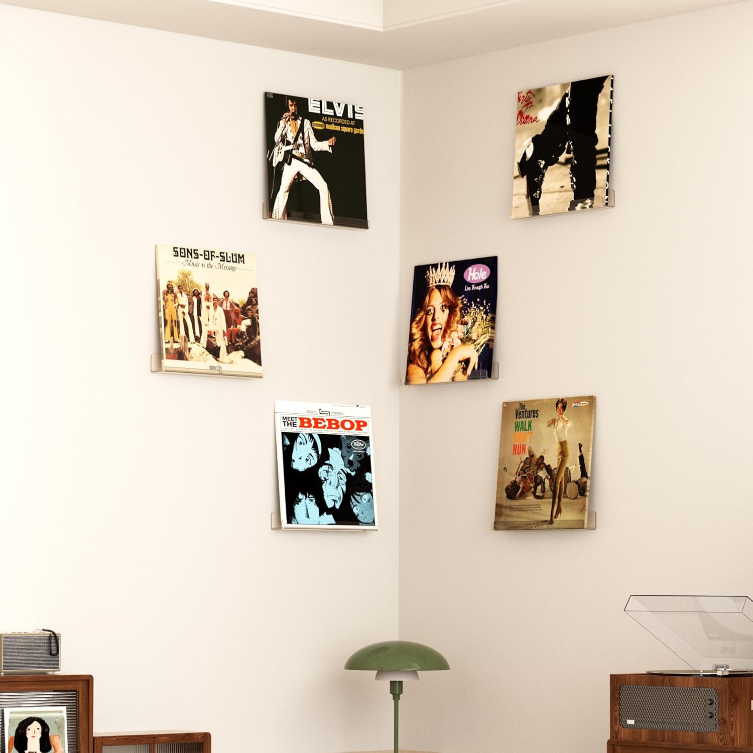 Upsimples 8 Pack Vinyl Record Wall Mount Shelves - 12" Clear Acrylic Album Display & Storage | Perfect for Kids Bookshelf, Magazine Rack, Wall Decor