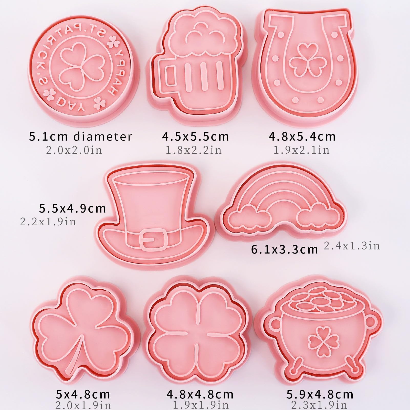 St. Patrick's Day Cookie Cutters 8 Pcs Plastic Cookie Cutter Four Leaf Clover Biscuit Cutters for Irish Holiday Party (St. Patrick)