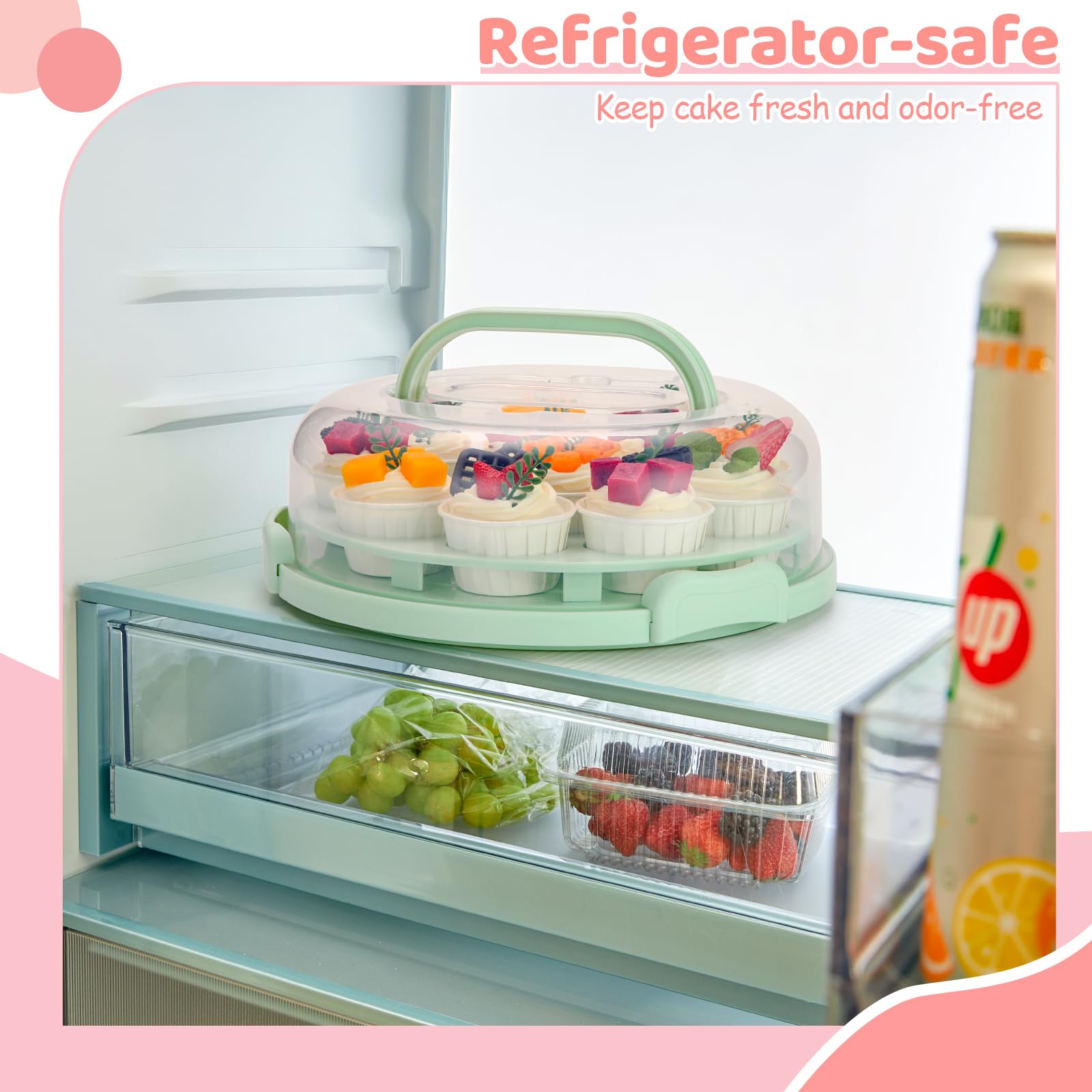 Ohuhu Cheesecake Container, Cake Pie Carrier BPA-Free up to 10'' Cake - Cupcake Containers with Lid and 2 Handles 4-in-1 Multipurpose Cake Keeper Holder Platter for Pie Devil Eggs Perfect Gifts