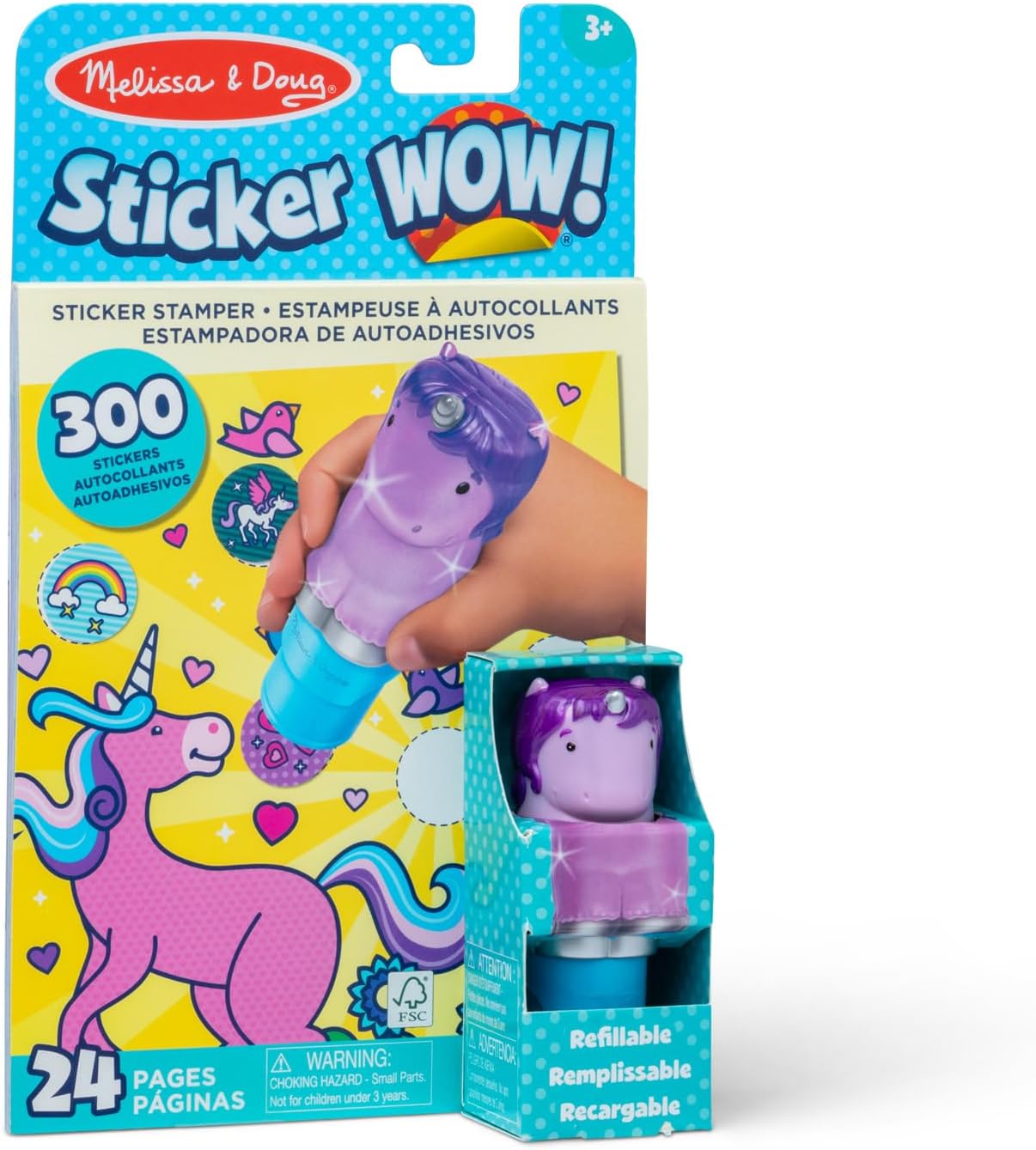 Melissa & Doug Sticker Wow!™ Activity Pad - 24 Pages with 300 Stickers | Arts & Crafts Fidget Toy - Purple Unicorn for Kids Ages 3+