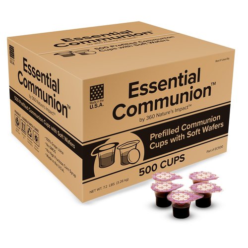 Prefilled Communion Cups and Wafer Set for Holy Eucharist Celebration in Hospitals, Summer Camps & More, Box of 500, Made with Concord Grape Juice & Wafer