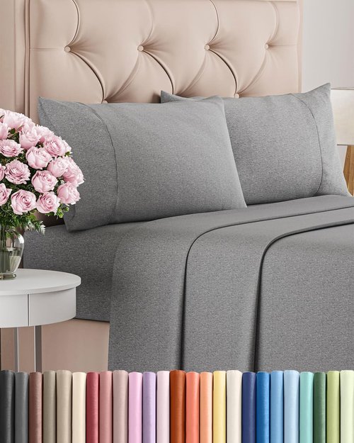 King Size 4 Piece Sheet Set - Comfy Cooling Bed Sheets for Luxurious Sleep - Soft, Wrinkle-Free Grey