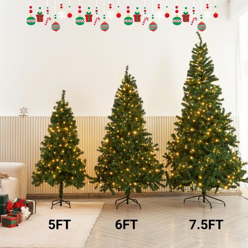 Juegoal 6-Foot Artificial Christmas Tree - 300 LED Warm White & Color Changing Lights, Sturdy Metal Legs
