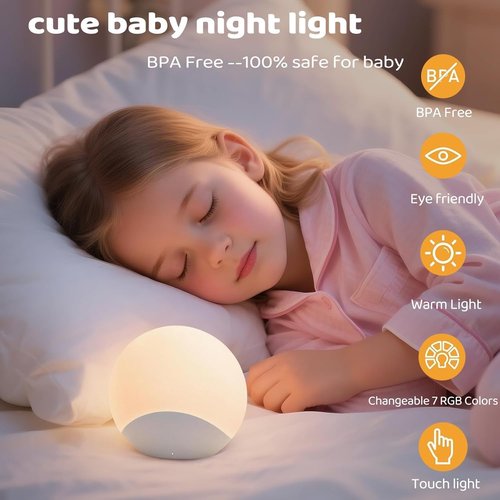 IYT Night Light - Dimmable Touch Lamp for Kids | 7 Colors, Eye-Friendly Silicone, 30-Min Timer