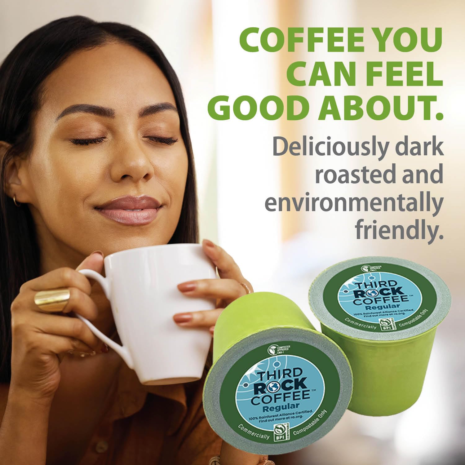 Third Rock Dark Roast Compostable Coffee Pods – 80 Count – 100% Rainforest Alliance Certified Coffee