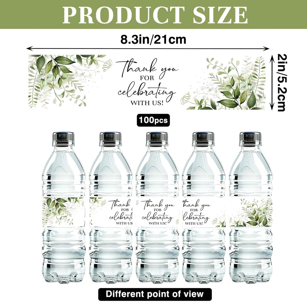 100 Pcs Greenery Floral Water Bottle Labels Sticker for Wedding Bridal Baby Shower Party Table Decoration Supplies Wedding Ideas for Daughter Son fiancée Younger Generation