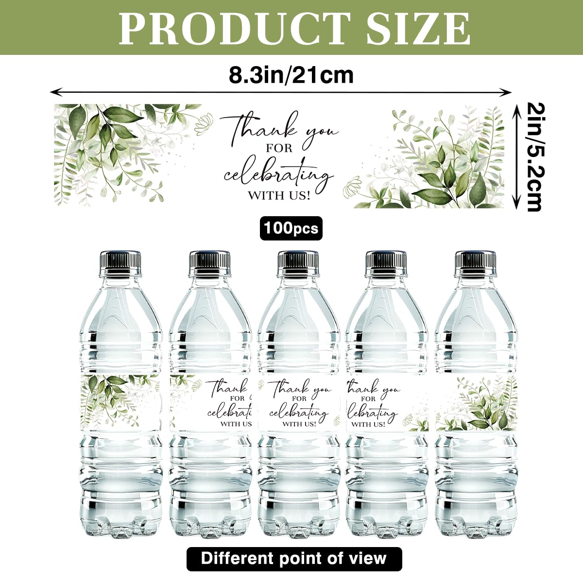100 Pcs Greenery Floral Water Bottle Labels Sticker for Wedding Bridal Baby Shower Party Table Decoration Supplies Wedding Ideas for Daughter Son fiancée Younger Generation