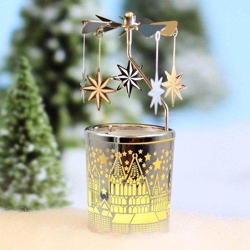 iLajao Candle Carousel - Spinning Metal Tealight Holder for Christmas & Valentine’s Day Decor | Moravian Star Design