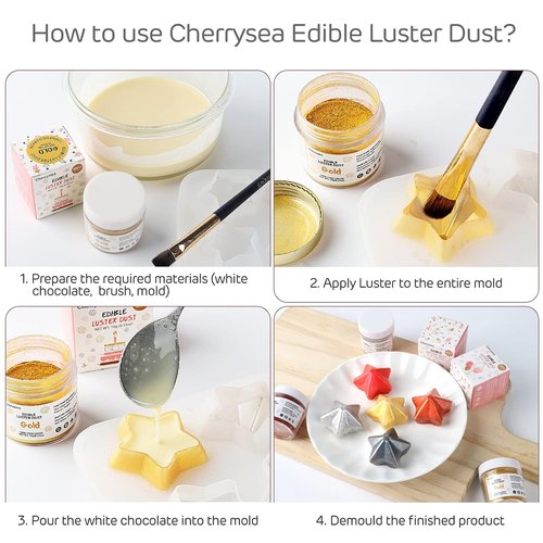 Cherrysea Gold Edible Luster Dust - Tasteless Food-Grade Baking Powder | 10 Grams for Cakes & Cupcakes