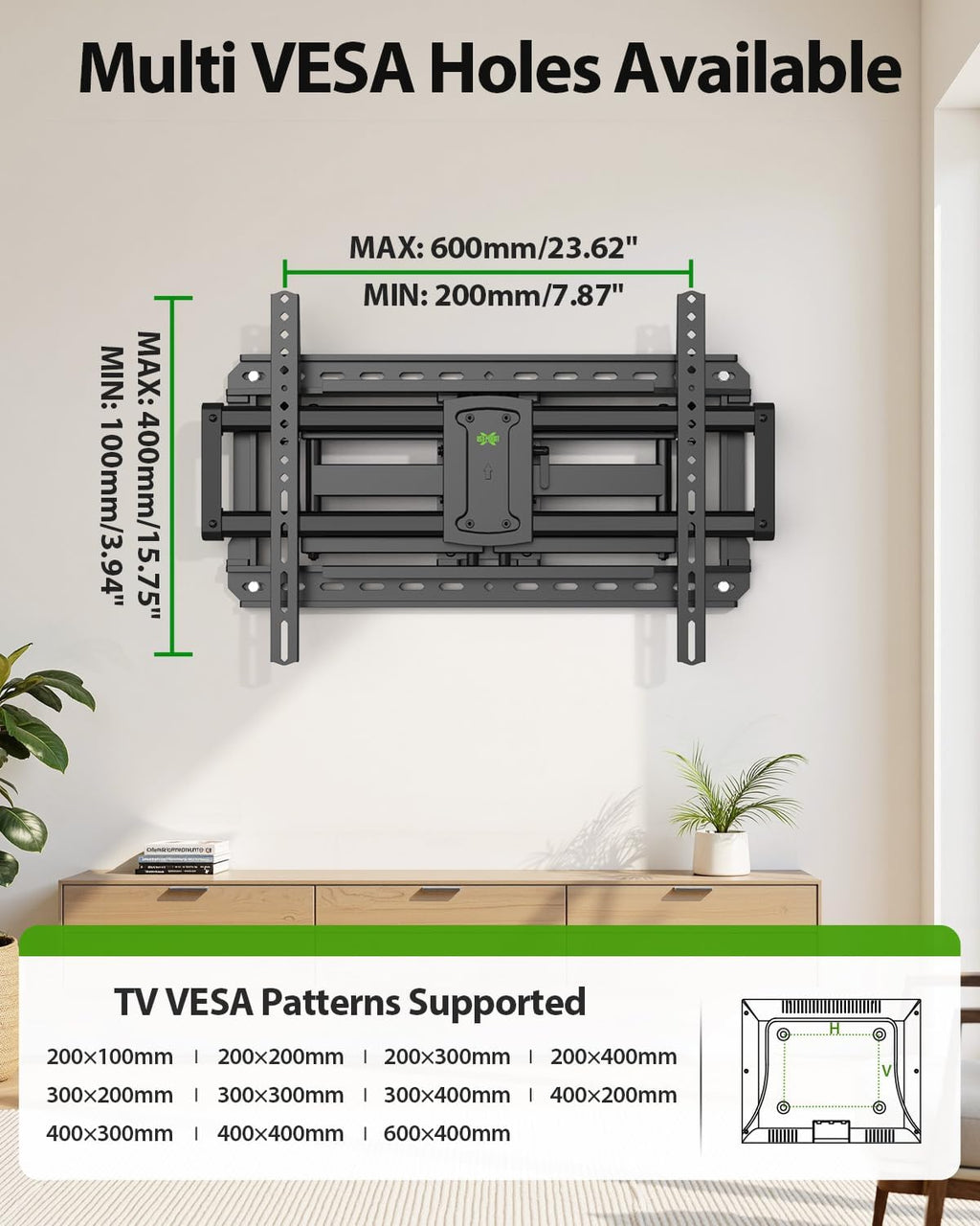 USX MOUNT Full Motion TV Wall Mount - Fits 42-97 Inch TVs Up to 150 lbs | Swivel & Tilt Design, Max VESA 600x400mm