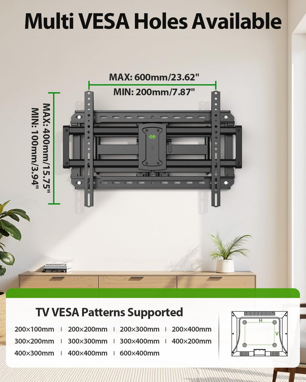USX MOUNT Full Motion TV Wall Mount for Large TVs 42-97 Inch up to 150 lbs, Wall Mount TV Bracket with Swivel and Tilt, Fits 16",18", 24" Wood Studs, Max VESA 600x400mm Fit 65+ 75+ 85 86 90 TVs XML025
