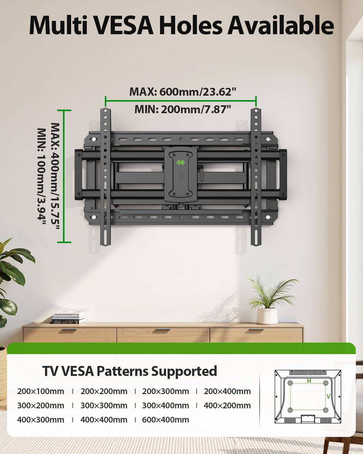 USX MOUNT Full Motion TV Wall Mount for Large TVs 42-97 Inch up to 150 lbs, Wall Mount TV Bracket with Swivel and Tilt, Fits 16",18", 24" Wood Studs, Max VESA 600x400mm Fit 65+ 75+ 85 86 90 TVs XML025