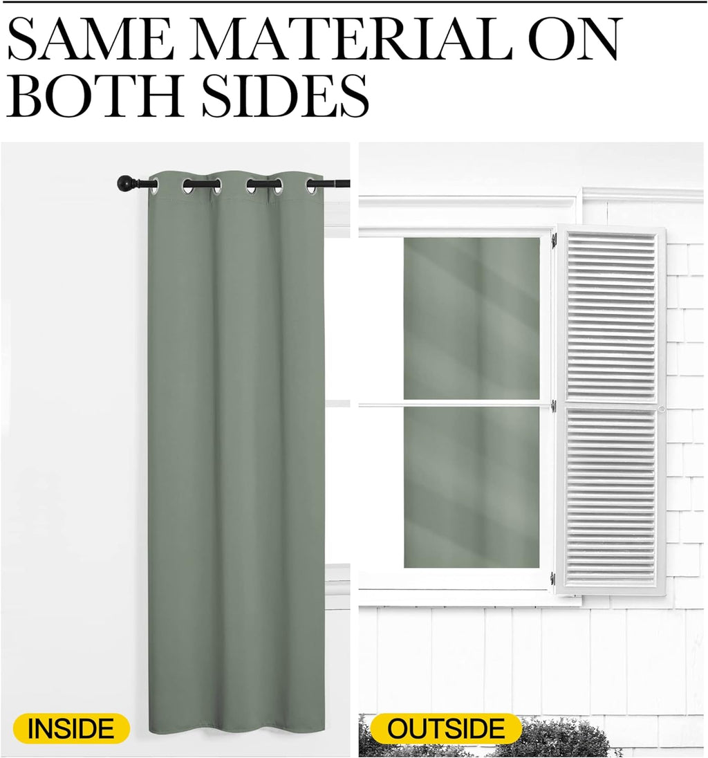 NICETOWN Greyish Green Blackout Curtains - 78" Long | Sound Reducing & Energy Efficient | 55" Wide, 2 Panels