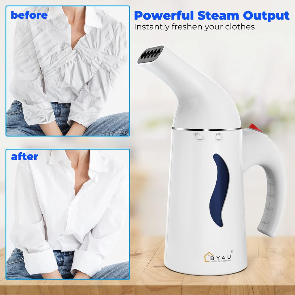 Skiennix Travel Size Handheld Garment Steamer - 800W Fast Heat-Up, 8 FT Cord, Lightweight Mini Steamer, White